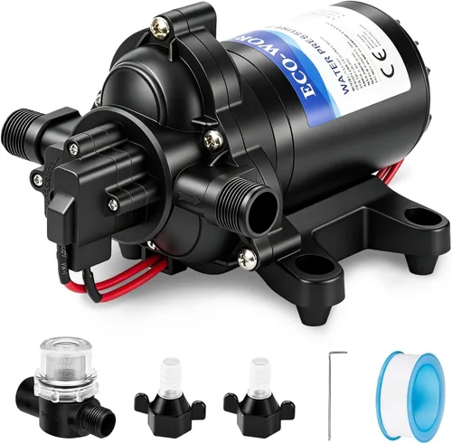 Miniatura 12 de ECO-WORTHY - Bomba de presión de diafragma de agua de la serie 33, industrial, 110V AC, flujo de 4.0 GPM, presión nominal de 50 PSI, bomba