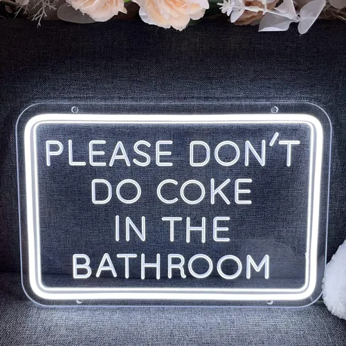 Letrero de neón con texto en inglés «Please Dont Do Coke in The Bath» para decoración de pared, diseño de talla artística 3D, para interiores,