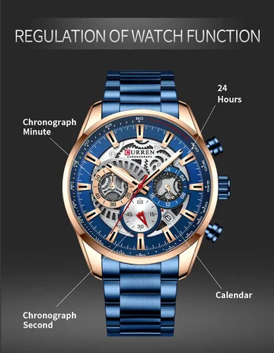 Miniatura 7 de FANMIS Reloj de pulsera de cuarzo analógico de acero inoxidable impermeable para hombre