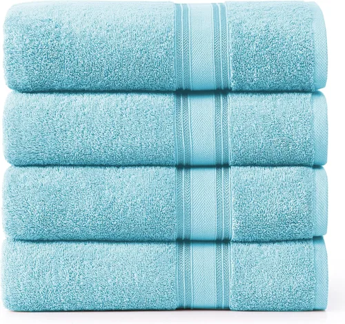 Miniatura 70 de Lane Linen Juego de 4 toallas de baño de 100 % algodón (35 x 66 pulgadas), juego de toallas de baño extragrandes de algodón sin torsión, secado Gris