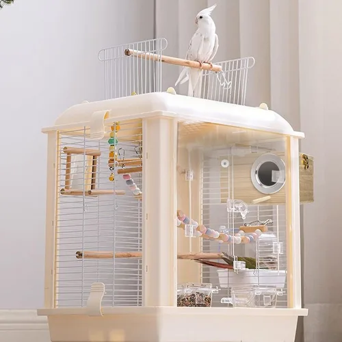 Miniatura 5 de Hiceeden Paquete de 2 cajas nido de periquitos, caja de anidación de pájaros de madera natural, caja de cría de pájaros pequeños para tortolitos