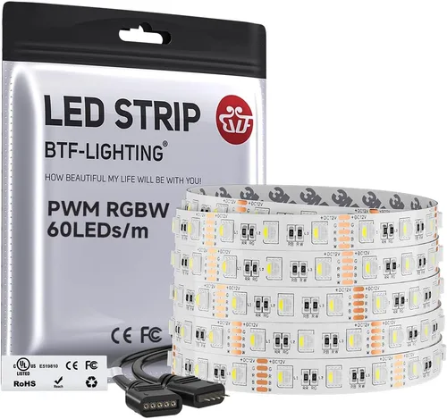 Miniatura 15 de BTF-LIGHTING 5050 RGBW RGB+Blanco Cálido(2700K-3000K) 4 colores en 1 tira de luz LED DC12V 5m 16.4 pies 60LED/m Multicolor IP30 Blanca 12mm PCB