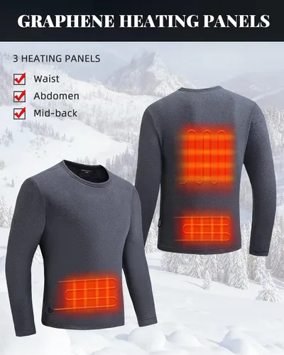 Miniatura 2 de Venustas Men's Heated Shirt Thermal Underwear with 5V Battery Pack, Winter Warm Base Layer Top & Bottom Set Long Johns