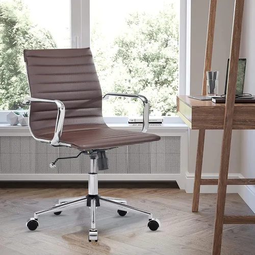 Miniatura 15 de Silla de oficina gris, ergonómica, silla de escritorio para computadora, silla ejecutiva para sala de conferencias, silla de oficina moderna