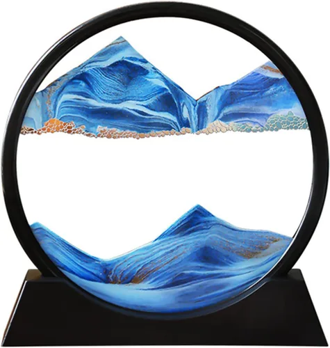 Miniatura 13 de Arthink Imagen de Arte de Arena en Movimiento en Vidrio Redondo 3D Paisaje de Mar Profundo, Arte de Arena Dinámico Paisajes de Arena, Decoración