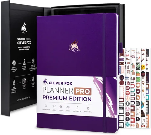 Miniatura 17 de Clever Fox Planner Pro Premium - Lujosa agenda semanal y mensual con organizador de presupuesto para productividad y objetivos, sin fecha, A4
