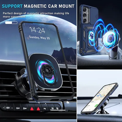 Miniatura 8 de Janmitta Compatible con Samsung Galaxy S24 FE Funda con Cubierta Deslizante Integrada para Lente de Cámara + Protector de Pantalla + Soporte