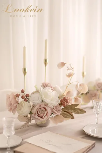 Miniatura 3 de Lookein Flores Artificiales para Decoración de Boda DIY Ramo de Novia Centros de Mesa Guirnaldas de Flores Coronas Arco de Pasillo Decoración