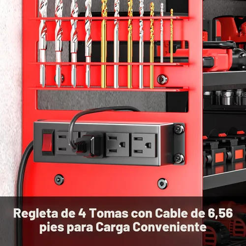 Miniatura 3 de POKIPO Organizador Grande de Herramientas Eléctricas de Pared con Estación de Carga, Estante de Almacenamiento de Herramientas de Metal de 4 Capas