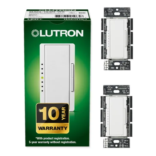Miniatura 29 de Kit de interruptor regulador de intensidad Lutron Maestro LED+ para luces LED, halógenas e incandescentes regulables, 150W/3 vías o ubicaciones