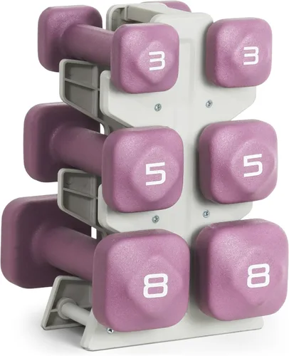 Miniatura 18 de Tone Fitness Juego de mancuernas de neopreno con estante de almacenamiento – Pesos de mano antideslizantes y antideslizamiento para entrenamientos
