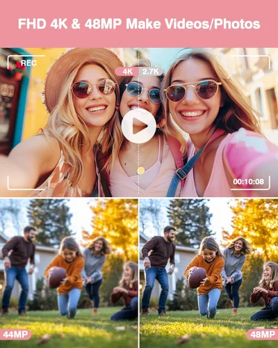 Miniatura 3 de Cámara digital 4K para fotografía, cámaras duales de 48 megapíxeles para fotografía, cámaras de punto y disparo con zoom digital 16X con tarjeta