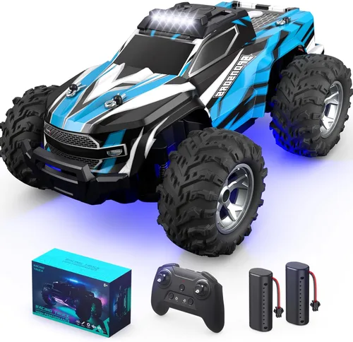 Miniatura 8 de Auto a control remoto para niños, autos a control remoto todo terreno a escala 1:16, auto rápido de alta velocidad de 15.5 mi/h con luz LED colorida