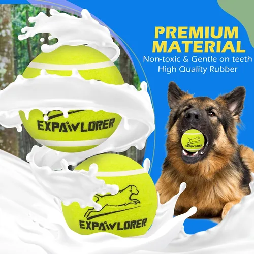 Miniatura 3 de EXPAWLORER Juguetes de tenis para perros, pelotas de tenis de juguete para perros de 2.5 pulgadas con chirriador, paquete de 12 pelotas interactivas