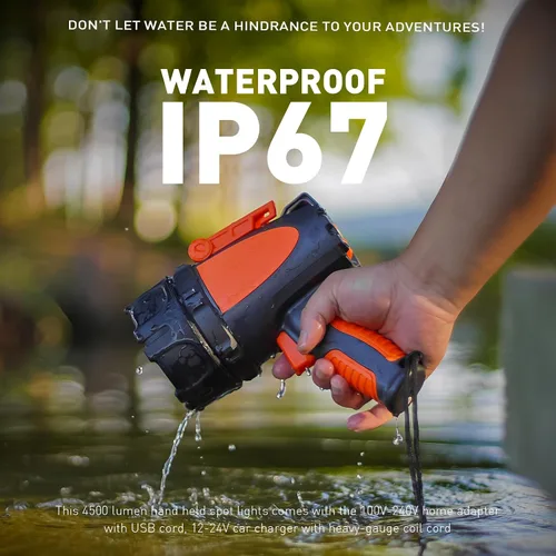 Miniatura 3 de GOODSMANN Foco recargable IP67 impermeable focos marinos hasta 4500 lúmenes luz de mano LED reflector con estuche de transporte de almacenamiento