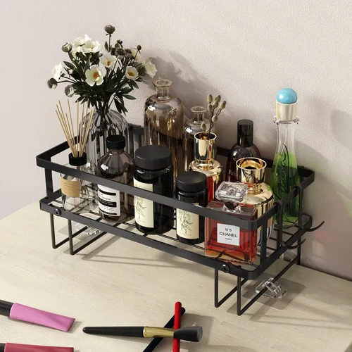 Miniatura 4 de Godboat Organizador de baño, almacenamiento sobre el inodoro, estantes flotantes con 2 ganchos, estante montado en la pared, detrás y encima