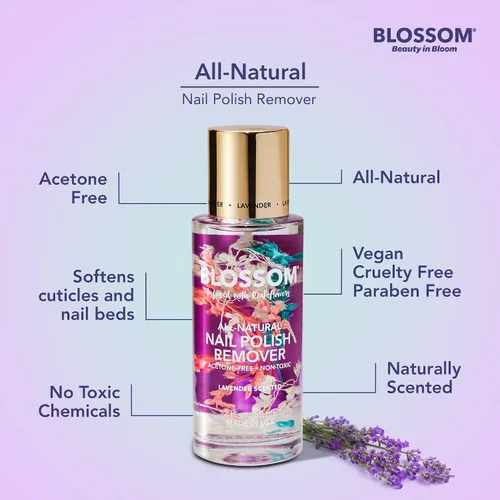 Miniatura 7 de Blossom Hidratante, hidratante, fortalecedor, aceite perfumado para cutículas + todo natural orgánico a base de plantas, removedor de esmalte