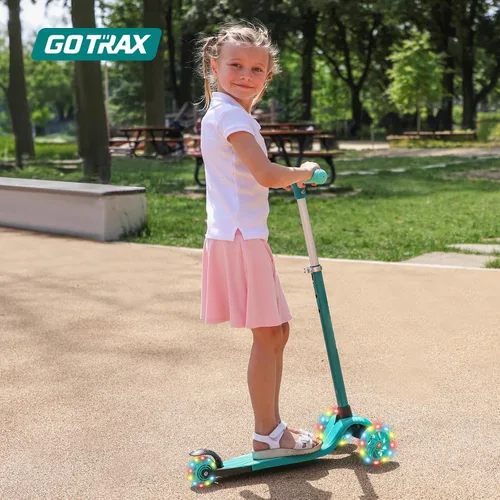 Miniatura 6 de Gotrax KS1 Patinete Infantil de Impulso, Ruedas con Luces LED y 3 Manillares de Altura Ajustable, Dirección por Inclinación y Plataforma