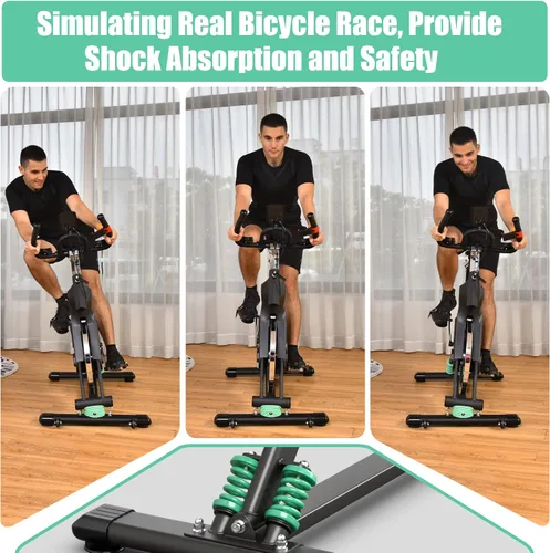 Miniatura 3 de Goplus Bicicleta de ciclismo de interior, bicicleta estática de entrenamiento con soportes para dispositivos, monitor LCD, resistencia ajustable