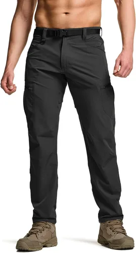 CQR - Pantalones de senderismo para hombre, impermeables, para usar al aire libre, ligeros, elásticos, de tipo cargo, corte recto, de trabajo, FPU