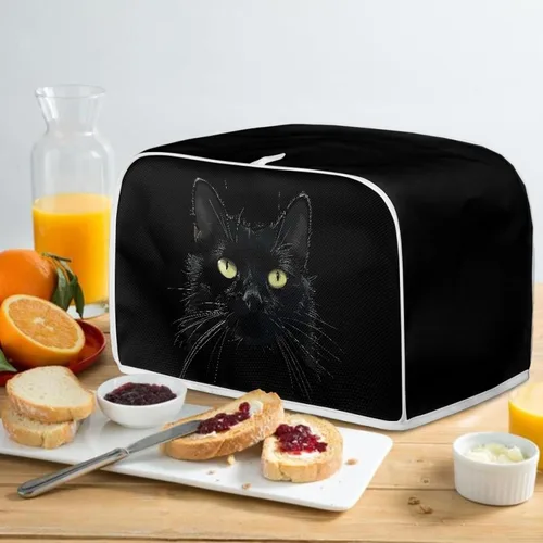 Miniatura 5 de Cubierta para tostadora de gato negro 3D, ranura ancha, bonita funda para electrodomésticos de cocina de gatito, arte de animales estéticos