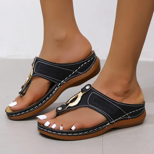 Miniatura 20 de Sandalias ortopédicas para mujer, pantuflas para caminar con soporte de arco, sandalias casuales antideslizantes A4# Caqui