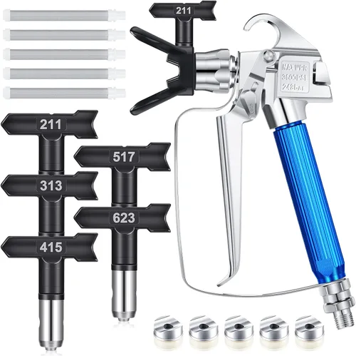 Miniatura 10 de Zhengmy 12 pistolas pulverizadoras de pintura sin aire con puntas de pulverización de protector de boquilla y filtro de pistola de pintura sin aire
