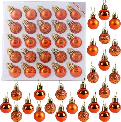 Miniatura 15 de Christmas Concepts® Juego de 25 mini bolas para árbol de Navidad - 25 mm - Adornos colgantes decorados con acabado brillante, mate y purpurina