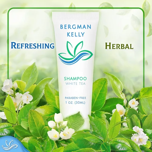 Miniatura 4 de BERGMAN KELLY - Champú de hotel tamaño viaje - 1 fl oz, 100 PK, té blanco - Deleite a sus invitados con un limpiador de cabello revitalizante