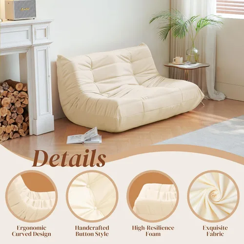 Miniatura 5 de Silla Puf, Silla Puf Loveseat junto a la Chimenea Sofá Puf para Adultos, Sillas Puf de 2 Plazas para Adolescentes con Espuma de Alta Resistencia