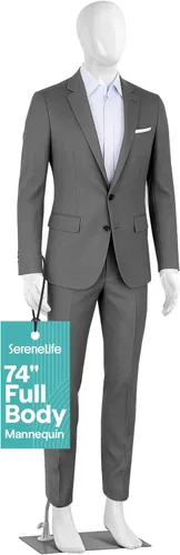 Miniatura 7 de SereneLife Torso de maniquí de cuerpo completo femenino realista, forma de vestido ajustable de 68.9 pulgadas con rotación de cabeza de 360°