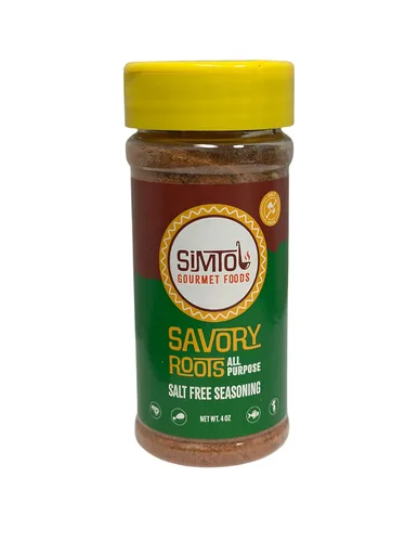 Simtol Foods Savory Roots - Condimento multiusos sin sal – Mezcla de condimentos premium sin sodio para carne, verduras, sopas y más – Sabor audaz