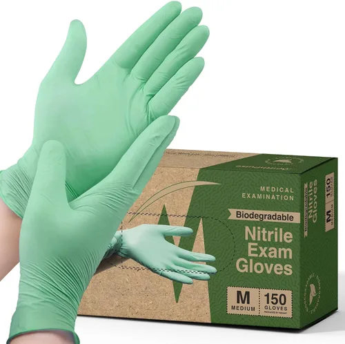 Miniatura 10 de FifthPulse Guantes de nitrilo desechables biodegradables, 150 unidades, guantes de cocina ecológicos seguros para alimentos, guantes sin polvo