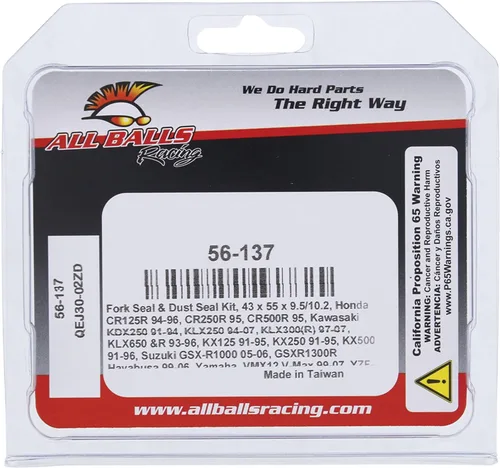 Miniatura 4 de Kit de horquilla y sello anti polvo All Balls Racing 56-137 Compatible con/Reemplazo para Honda Kawasaki Suzuki Yamaha