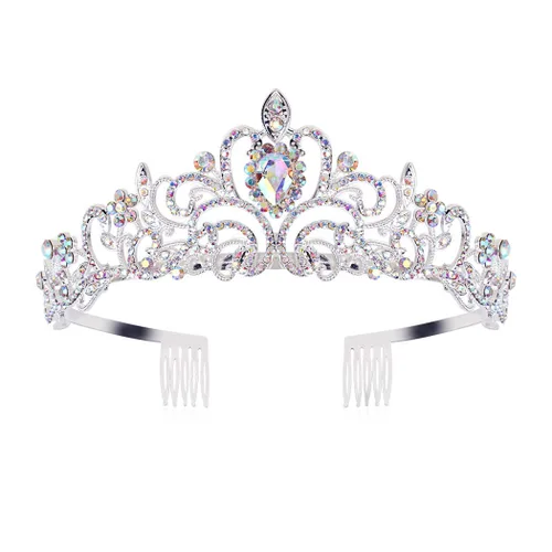 Miniatura 14 de Didder - Diadema con corona de tiara de cristal dorado. Elegante corona con peines para princesa, para mujeres y niñas, ideal para novias, bodas, 02