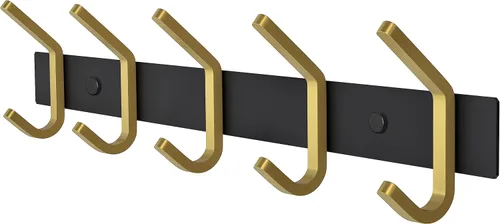 Miniatura 19 de Perchero de Abrigos Pequeño Negro Mate para Pared – Riel de Ganchos de Acero Inoxidable de 6 Pulgadas con 2 Ganchos Dobles para Abrigos