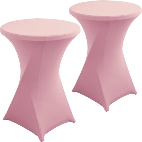 Miniatura 10 de Paquete de 2 Fundas para Mesa de Cóctel de Spandex Champán de 32x43 Pulgadas, Mantel de Cóctel Redondo Elástico, Funda de Mesa Highboy Ajustada
