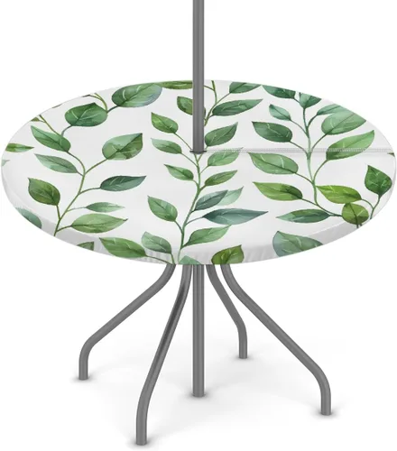 Miniatura 46 de Mantel redondo para exteriores con agujero para paraguas, mantel de temporada con margaritas para exteriores, con cremallera, impermeable, mantel