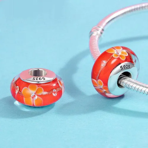 Miniatura 3 de Abalorios de cristal de Murano genuino para pulseras de plata de ley 925 original núcleo azul burbujas rosas abalorios para pulseras Pandora