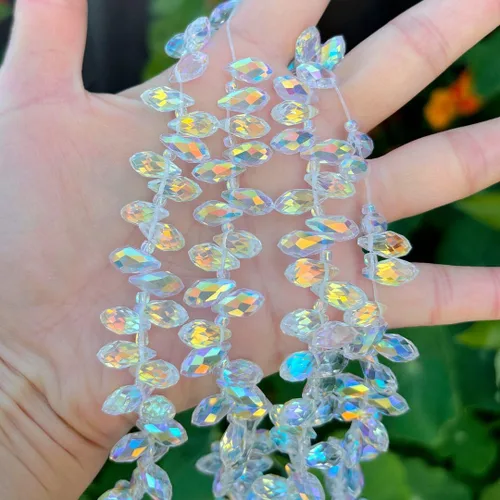 Miniatura 21 de 200pcs Checa 0.472 in Lágrima facetada Briolette Cristal Perlas Sueltas Colgante Separador de Gota a Granel Amatista Púrpura para DIY Joyería
