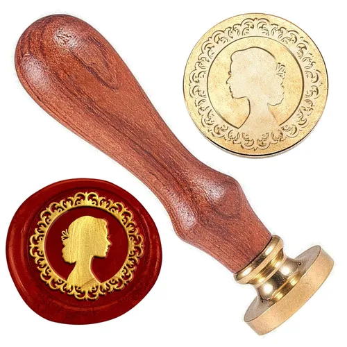 Sello de sellado de cera para mujer, cabeza de latón de 1 pulgada con mango de madera, sello de cera retro para envolver regalos, sobres, tarjetas,