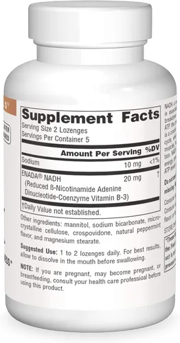 Miniatura 3 de Source Naturals NADH 10 mg, aumenta la energía y el estado de alerta mental - 10 Tabletas