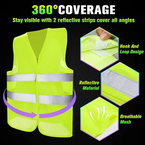 Miniatura 3 de JaGely Chaleco de seguridad de alta visibilidad, chaleco de seguridad de malla reflectante a granel para hombres y mujeres, trabajo, ciclismo