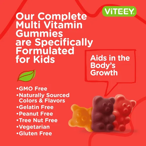 Miniatura 5 de Viteey Gomitas multivitamínicas para niños, vitaminas esenciales diarias completas para niños, ideales para apoyo inmunológico y salud general, 12
