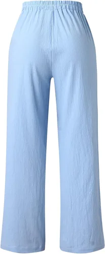 Miniatura 5 de Womens Soft Solid Color Loose Pockets Outdoor Pants Long Elastic Trousers Womens Work Pants Office Casual Curvy