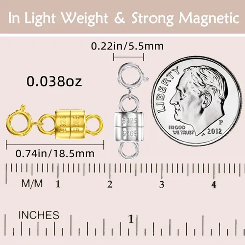Miniatura 3 de OHINGLT cierres y broches magnéticos para collares de plata de ley 925, convertidor de cierre magnético de oro y plata para suministros de 4 piezas