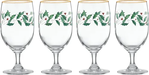 Miniatura 16 de Lenox Vasos altos con diseño navideño, copas para vino, Set de 4, 16 onzas, Transparente