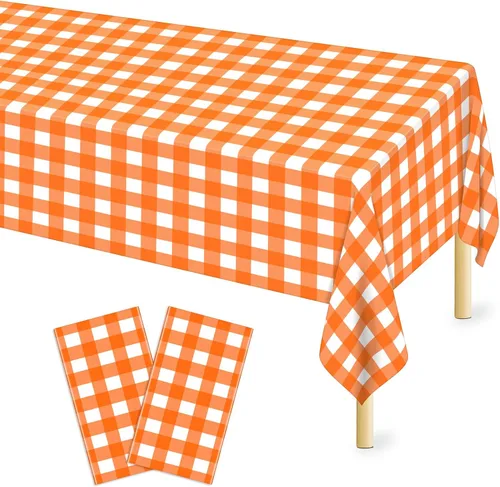 Miniatura 48 de Mulbozy 2 piezas de mantel de plástico negro para mesa rectangular, 54 × 108 pulgadas, fundas desechables de mesa para fiestas negras