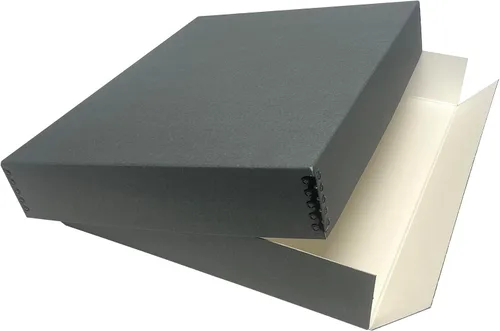 Lineco Museum - Caja de almacenamiento archivado, diseño frontal abatible de 14.75x18.75x3 pulgadas. Sin ácidos con borde de metal. Organiza fotos,