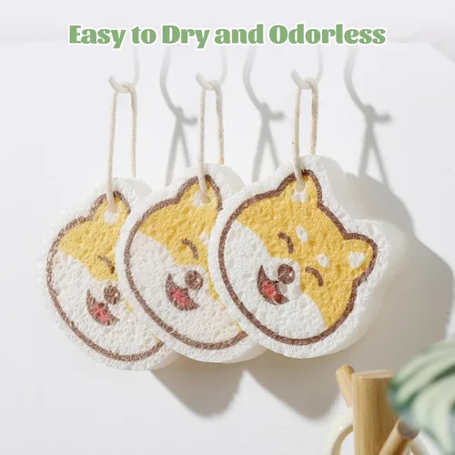 Miniatura 8 de JOYMOOP Esponja de cocina de dibujos animados, esponjas de celulosa para limpieza, esponjas antiarañazos para lavar platos, esponja reutilizable